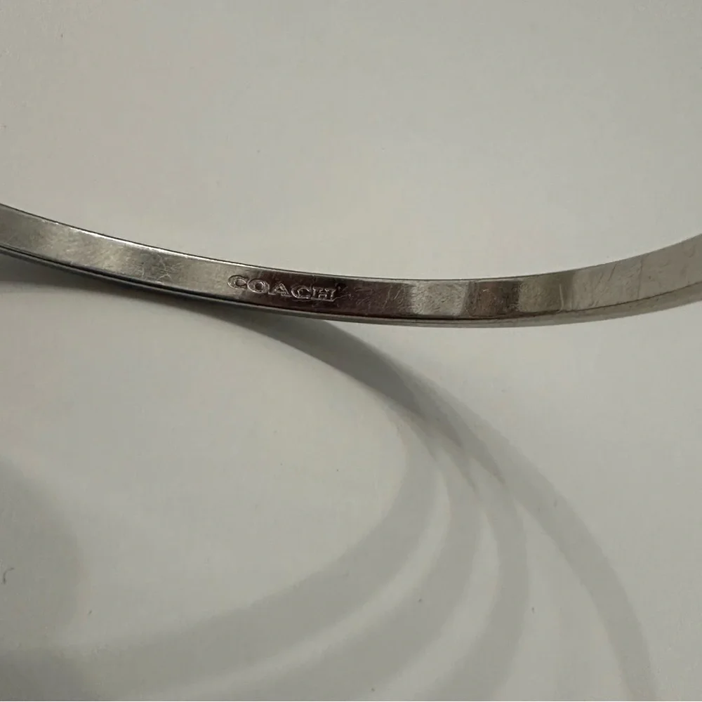 Coach Bangle Bracelet - Silver With Rhinestones